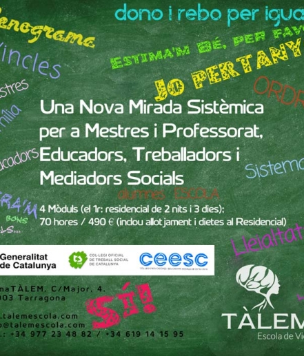 Una Nova Mirada Sistèmica per a Mestres i Professorat, Educadors, Treballadors i Mediadors Socials